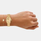 Lexington Women Quartz Gold Dial Analog Stainless Steel Watch MK4992SET