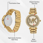 Parker Women Quartz Gold Dial Analog Stainless Steel Watch MK5784