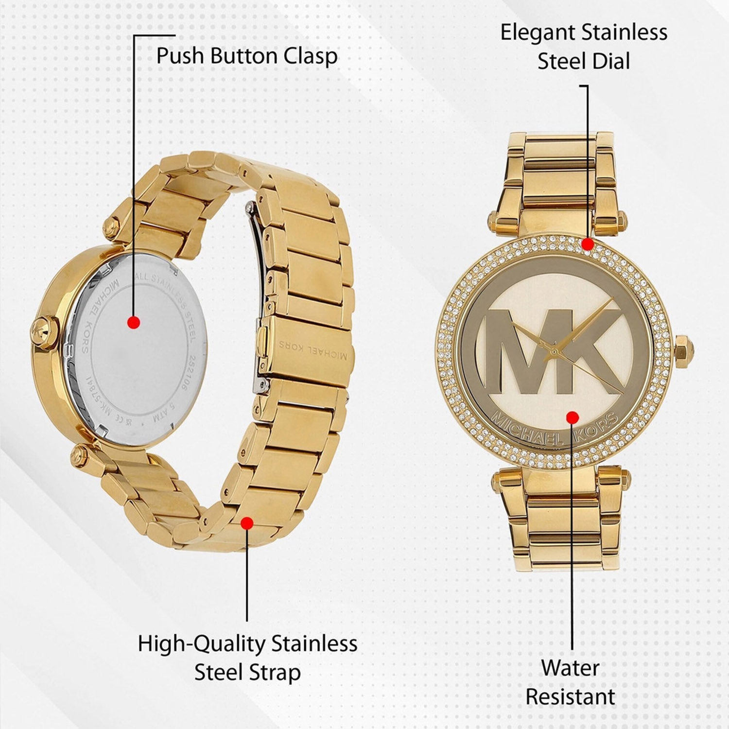 Parker Women Quartz Gold Dial Analog Stainless Steel Watch MK5784