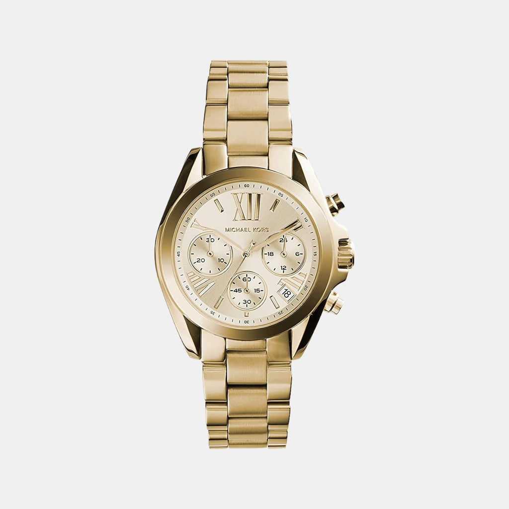 Mini Bradshaw Women Quartz Gold Dial Chronograph Stainless Steel Watch MK5798