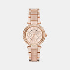 Mini Parker Women Quartz Pink Dial Chronograph Stainless Steel Watch MK6110