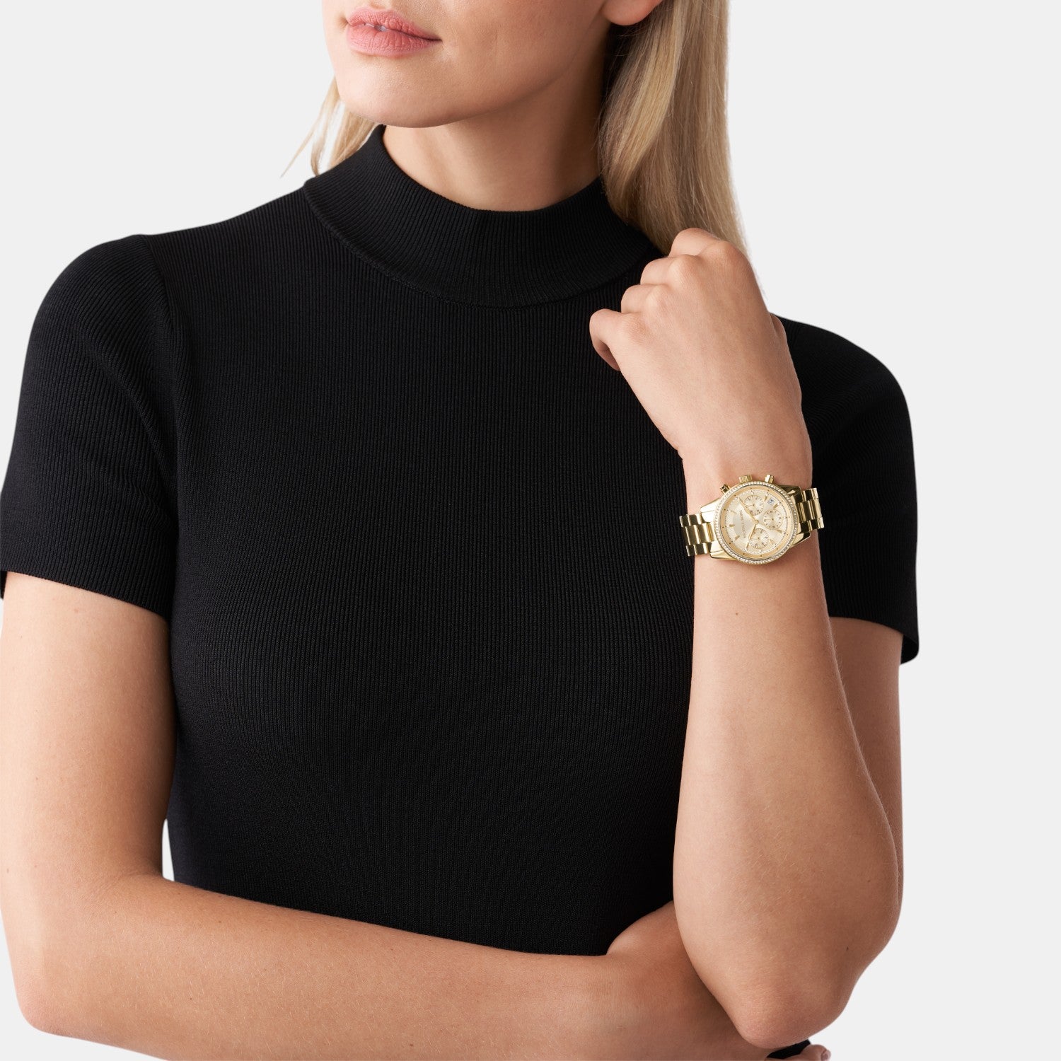 Ritz Women Quartz Gold Dial Chronograph Stainless Steel Watch MK6356