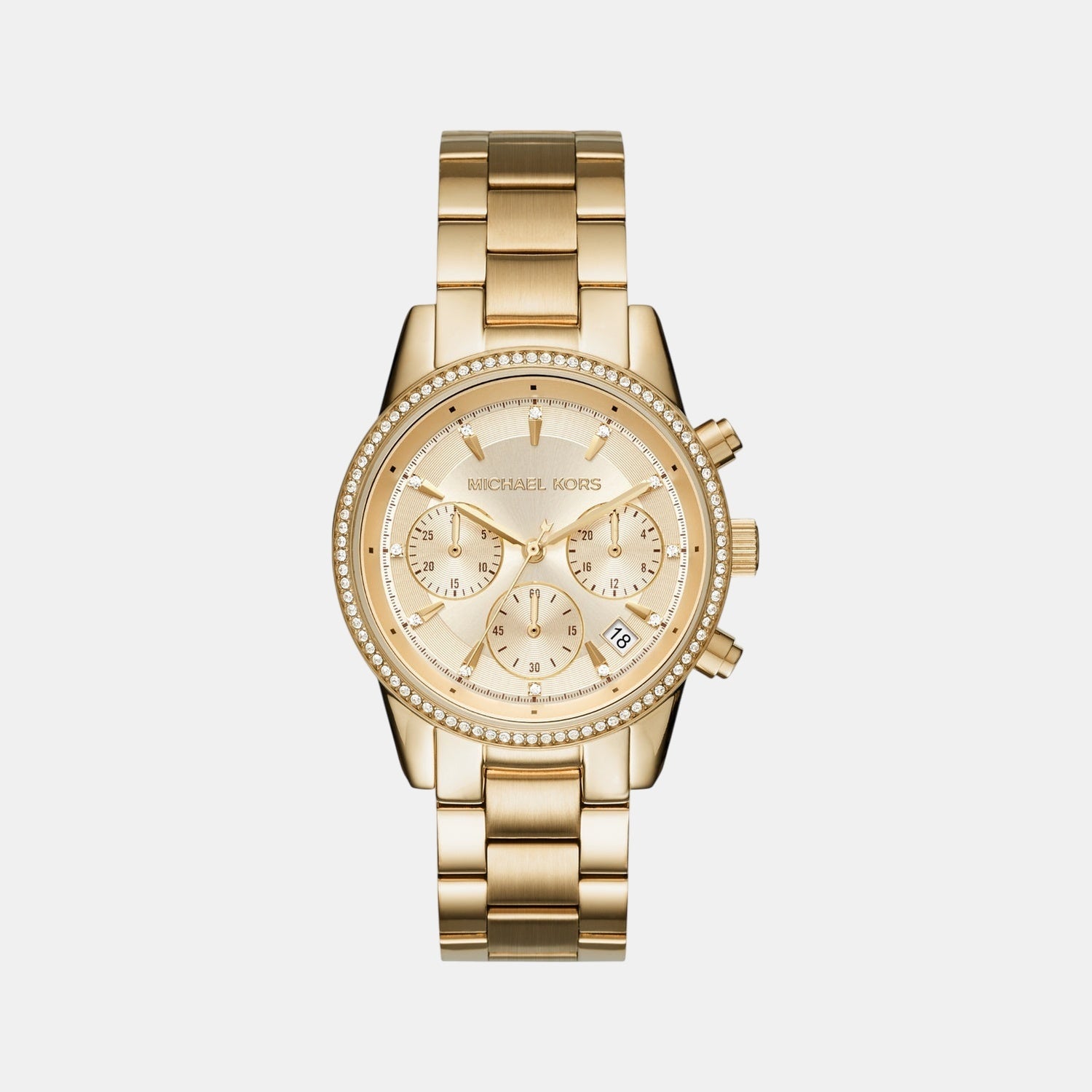 Ritz Women Quartz Gold Dial Chronograph Stainless Steel Watch MK6356