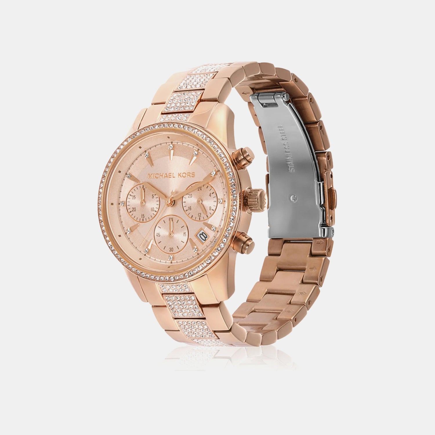 Bryant Women Quartz Rose Gold Dial Chronograph Stainless Steel Watch MK6485