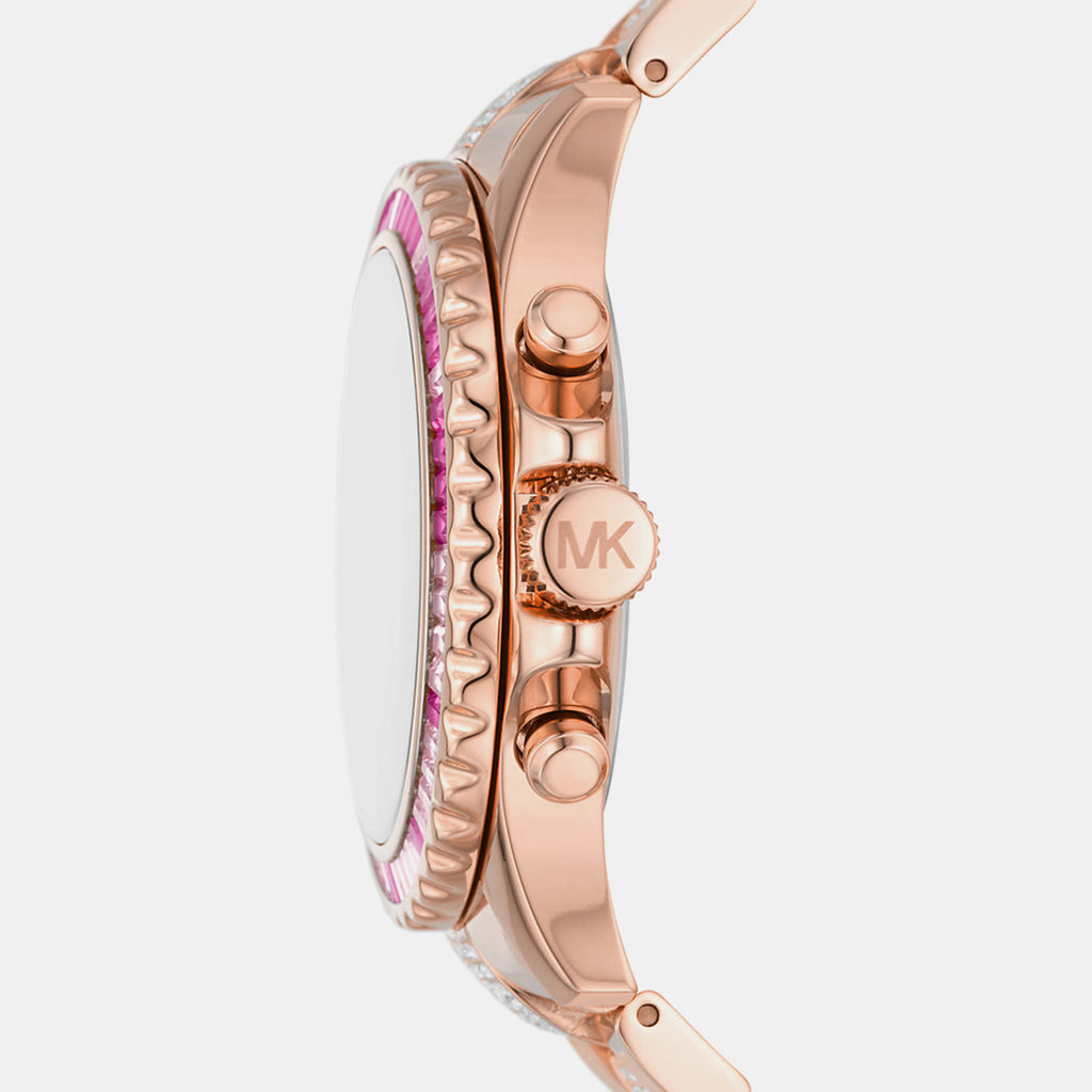 Everest Women Quartz Rose Gold Dial Chronograph Stainless Steel Watch MK7211