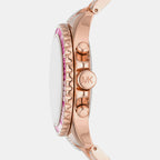 Everest Women Quartz Rose Gold Dial Chronograph Stainless Steel Watch MK7211