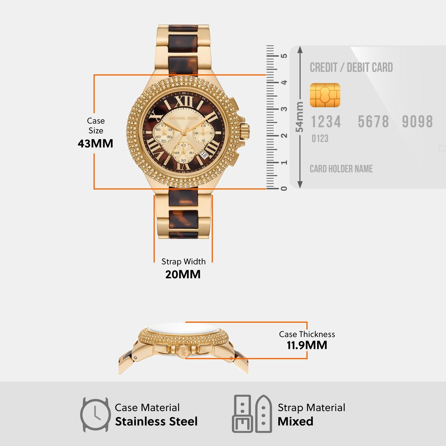 Camille Women Quartz Multi-Colour Dial Chronograph Stainless Steel Watch MK7269