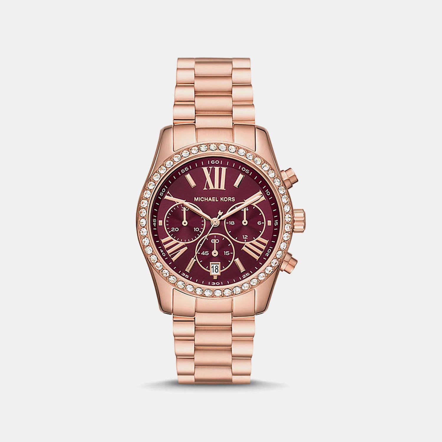Lexington Women Quartz Red Dial Chronograph Stainless Steel Watch MK7275