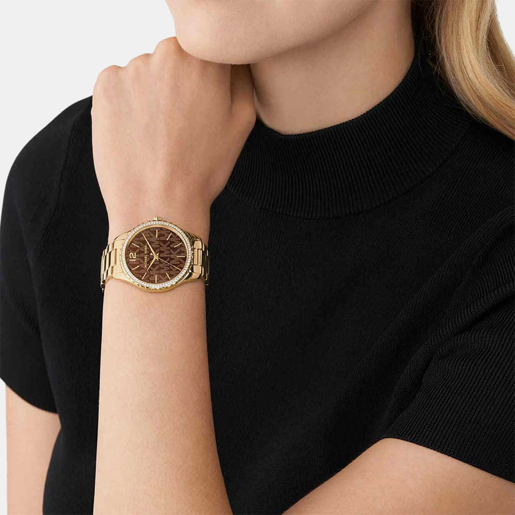 Layton Women Quartz Pink Dial Analog Stainless Steel Watch MK7296