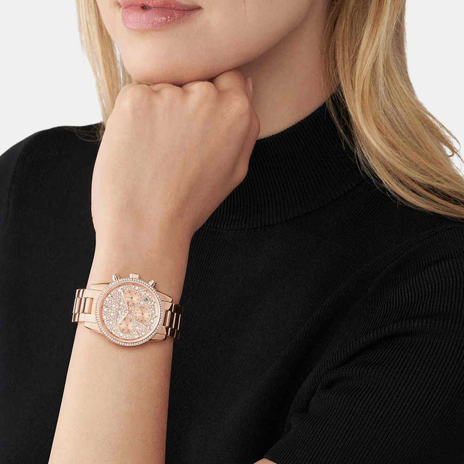 Bryant Women Quartz Pink Dial Chronograph Stainless Steel Watch MK7302