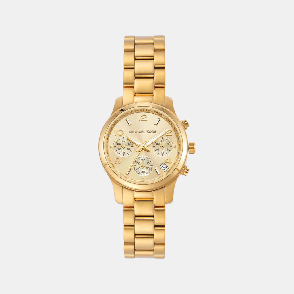 Runway Women Quartz Gold Dial Chronograph Stainless Steel Watch MK7326