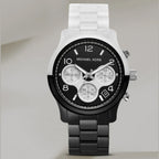 Runway Women Quartz Dual Tone Dial Chronograph Ceramic Watch MK7330