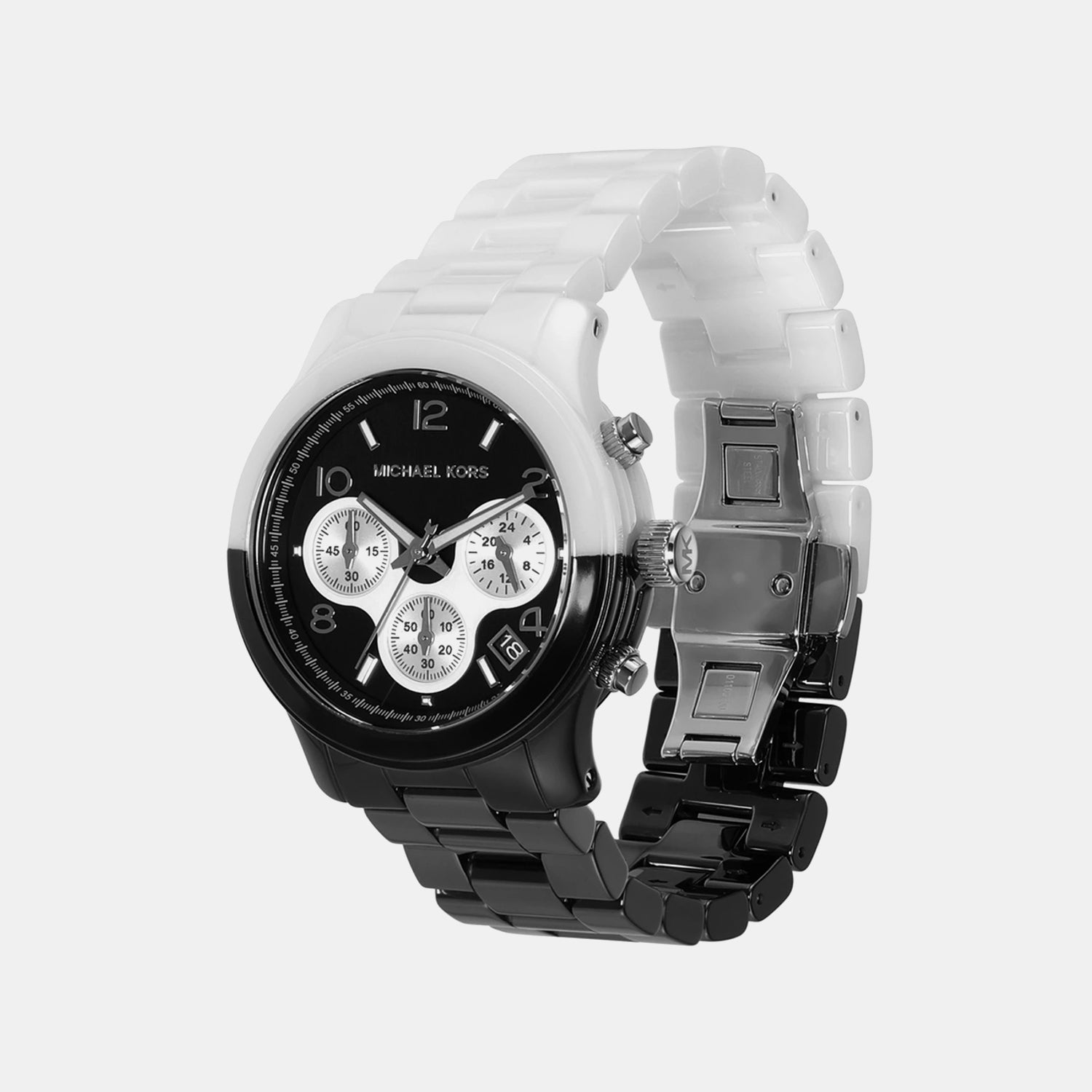 Runway Women Quartz Dual Tone Dial Chronograph Ceramic Watch MK7330