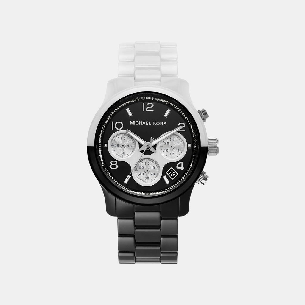 Runway Women Quartz Dual Tone Dial Chronograph Ceramic Watch MK7330
