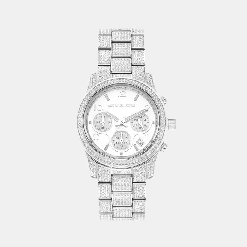 Runway Women Quartz Silver Dial Chronograph Stainless Steel Watch MK7434