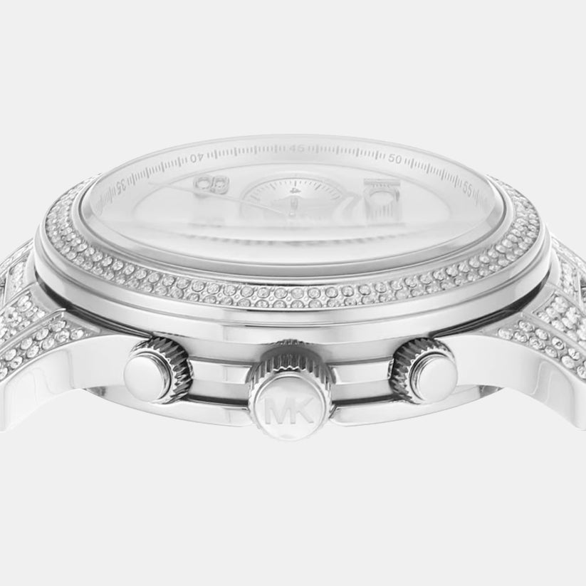 Runway Women Quartz Silver Dial Chronograph Stainless Steel Watch MK7434