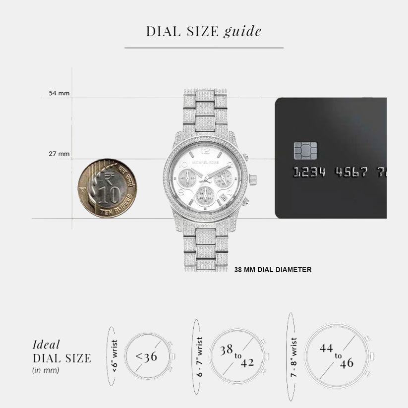 Runway Women Quartz Silver Dial Chronograph Stainless Steel Watch MK7434