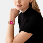 Lennox Women Quartz Pink Dial Analog Stainless Steel Watch MK7462