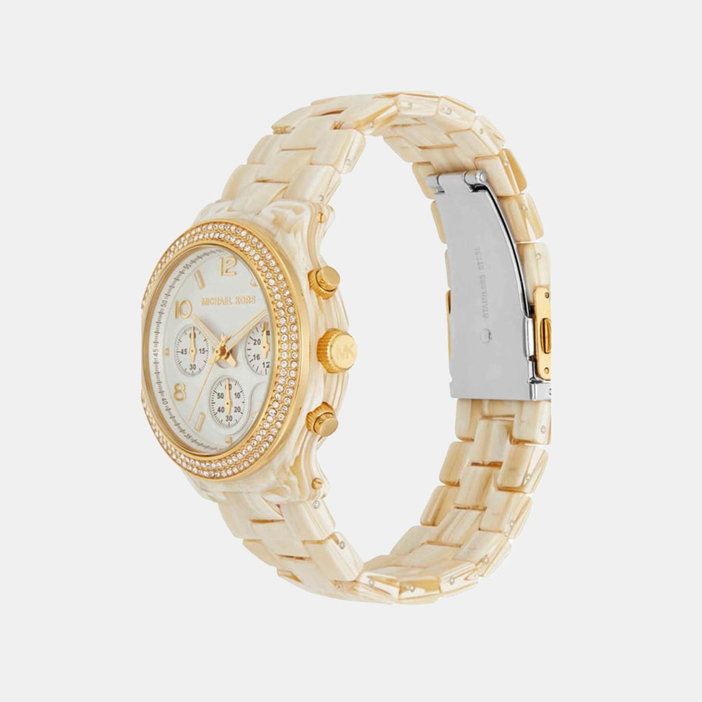 Runway Women Quartz White Dial Chronograph Acetate Watch MK7476