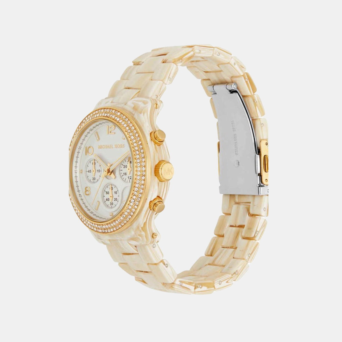 Runway Women Quartz White Dial Chronograph Acetate Watch MK7476