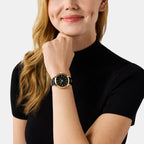 Slim Runway Women Quartz Black Dial Analog Leather Watch MK7482