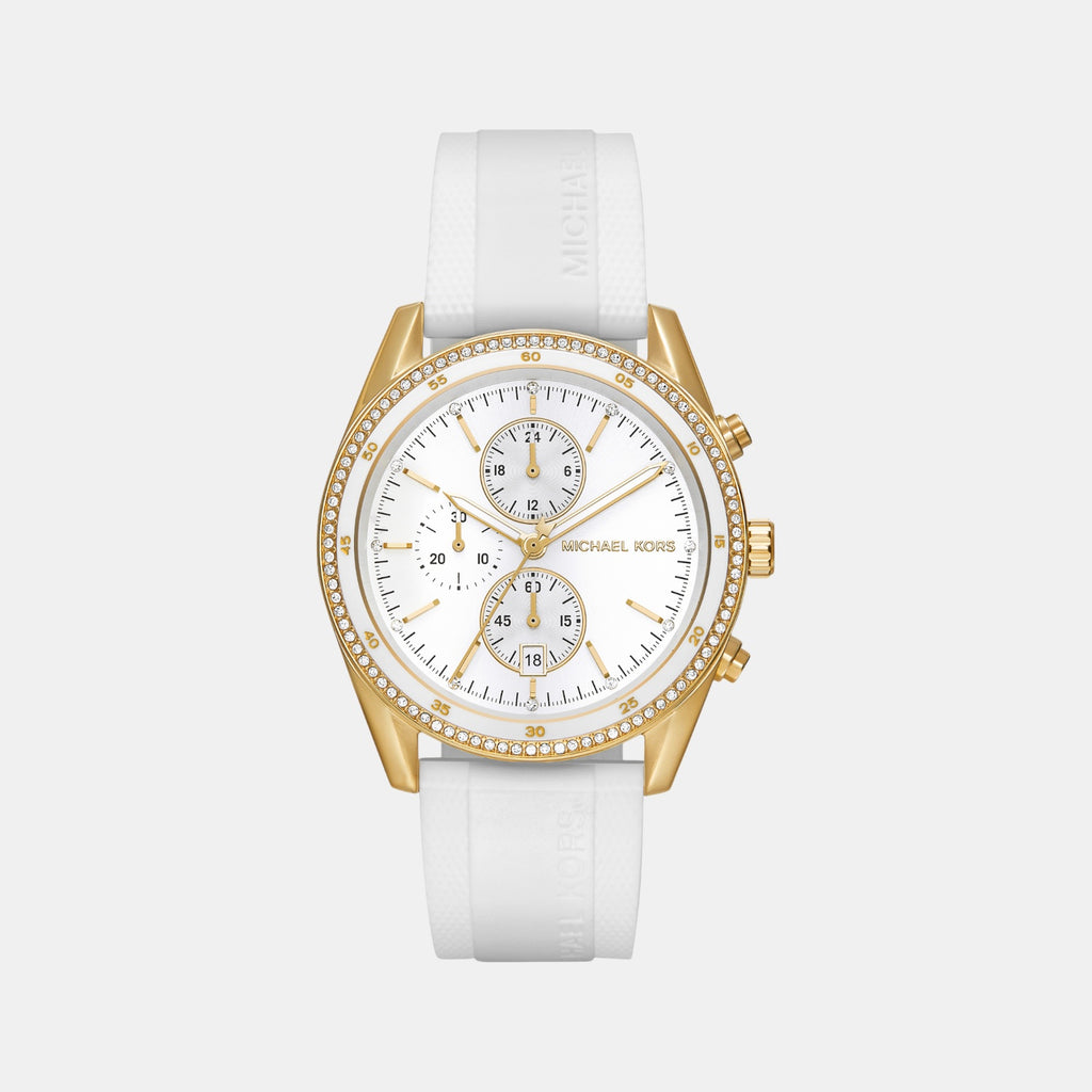 Hadyn Women Quartz White Dial Chronograph Silicone Watch MK7484