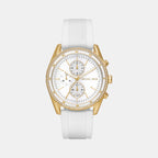 Hadyn Women Quartz White Dial Chronograph Silicone Watch MK7484