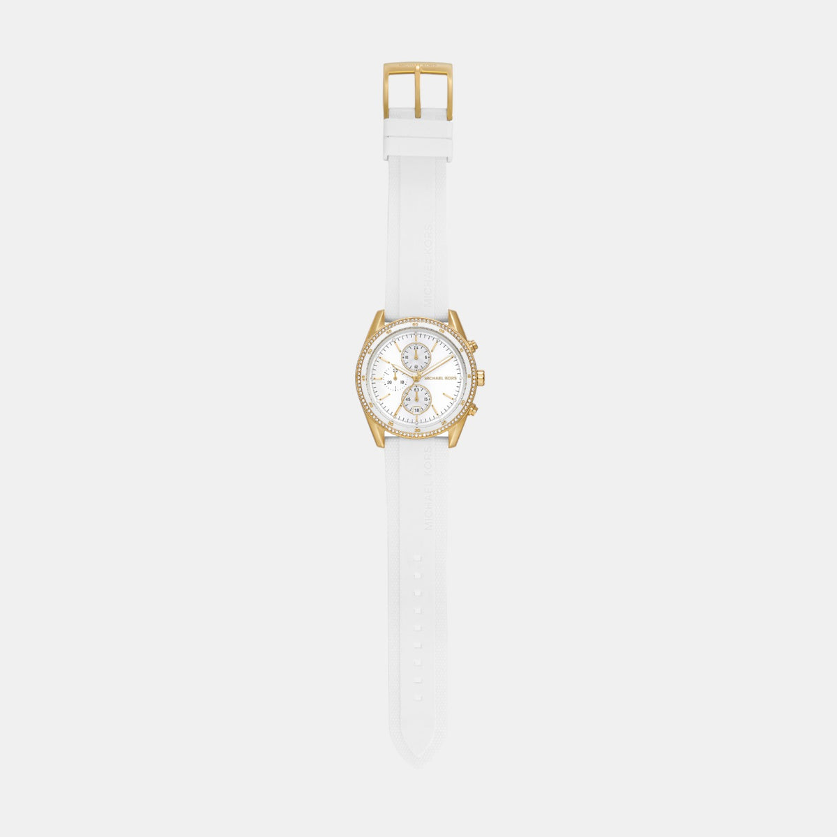 Hadyn Women Quartz White Dial Chronograph Silicone Watch MK7484