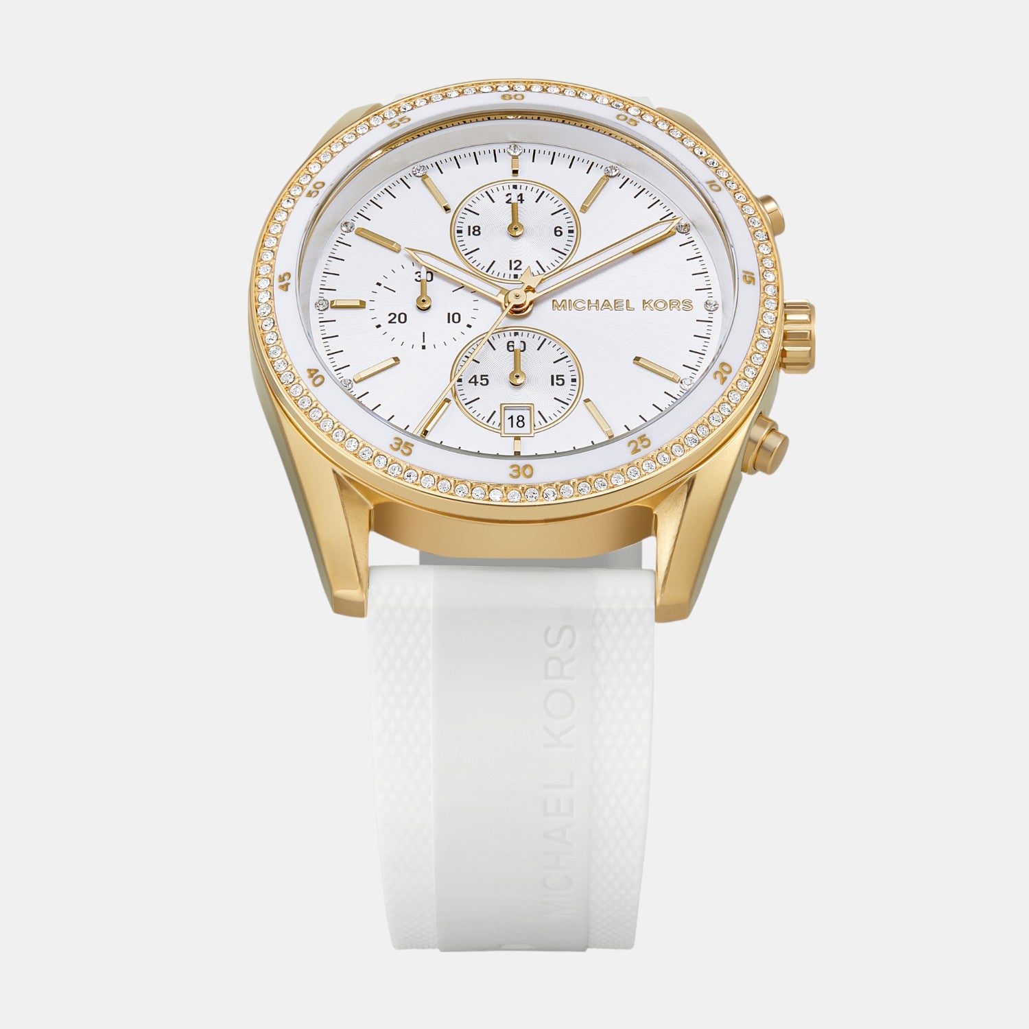 Hadyn Women Quartz White Dial Chronograph Silicone Watch MK7484