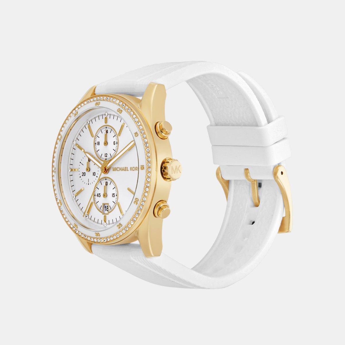 Hadyn Women Quartz White Dial Chronograph Silicone Watch MK7484
