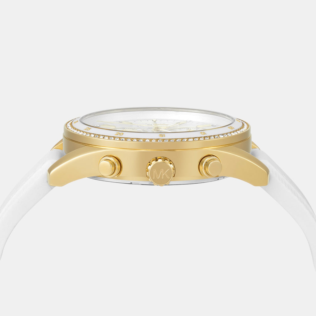 Hadyn Women Quartz White Dial Chronograph Silicone Watch MK7484