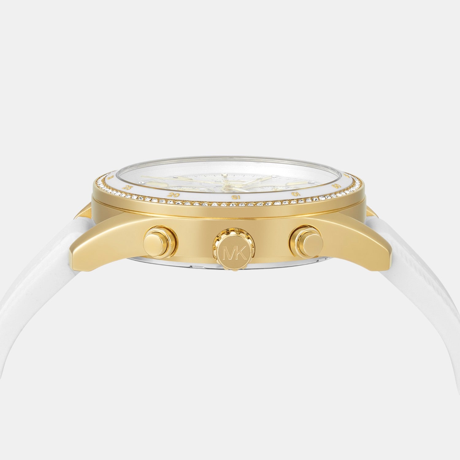 Hadyn Women Quartz White Dial Chronograph Silicone Watch MK7484