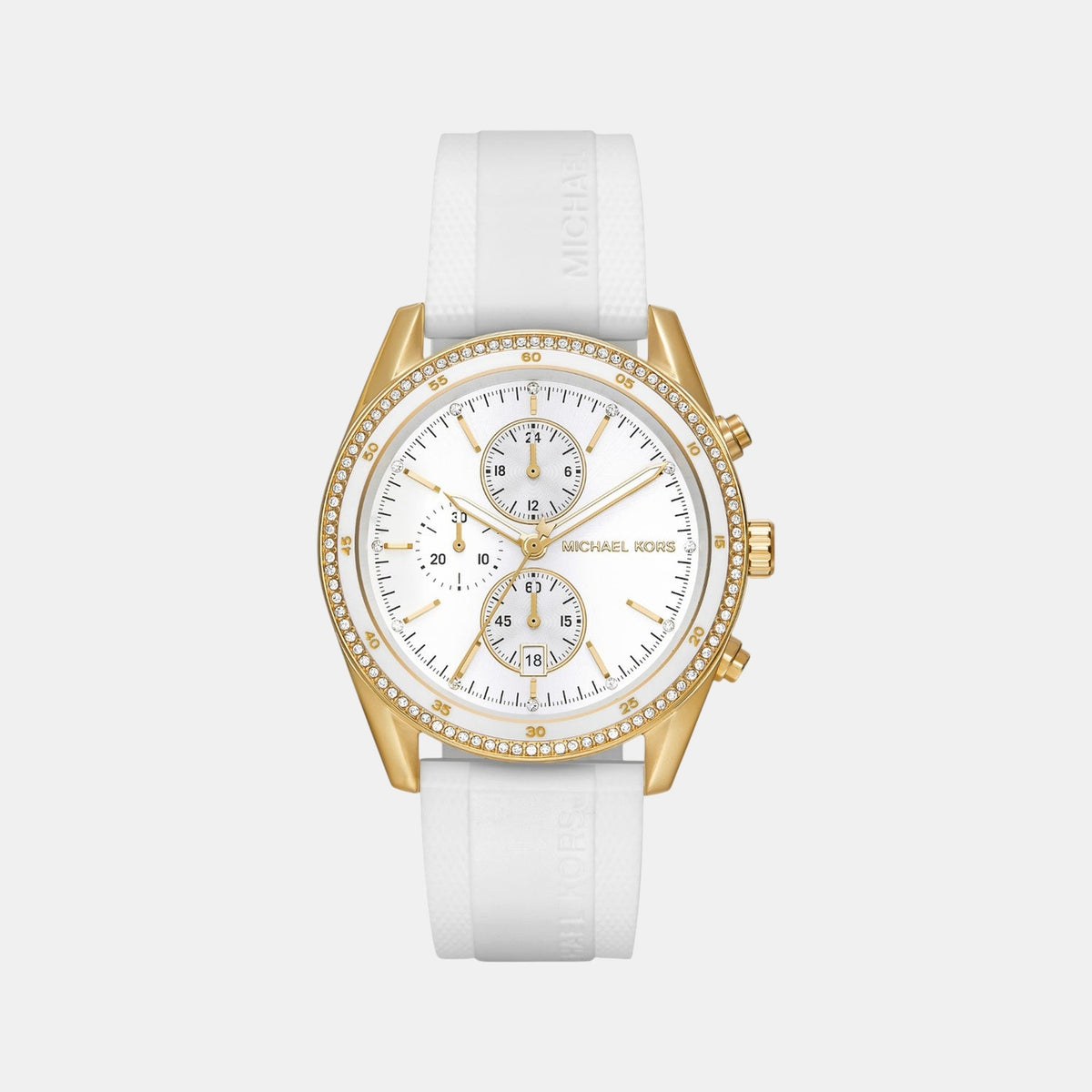 Hadyn Women Quartz White Dial Chronograph Silicone Watch MK7484