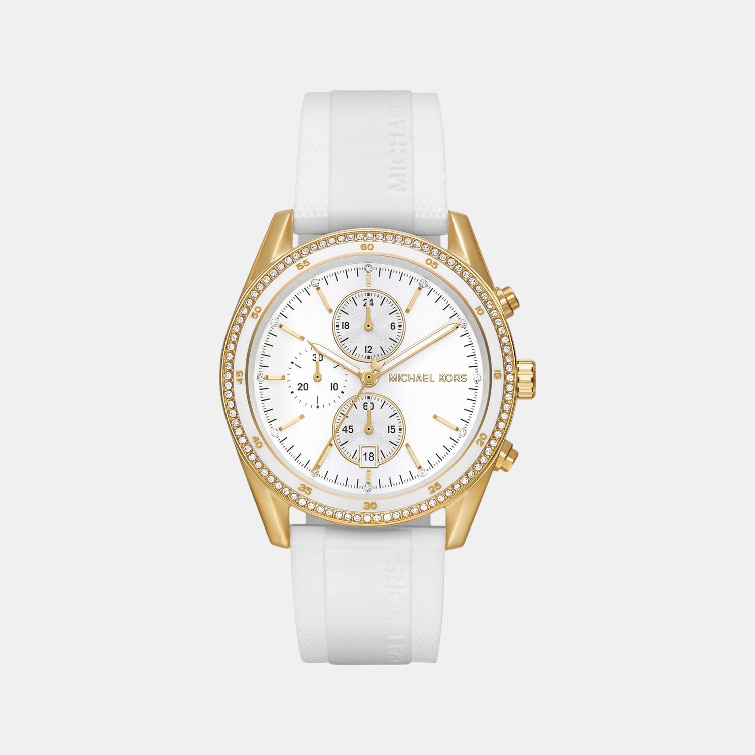 Hadyn Women Quartz White Dial Chronograph Silicone Watch MK7484