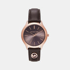 Slim Runway Women Quartz Brown Dial Analog Leather Watch MK7489