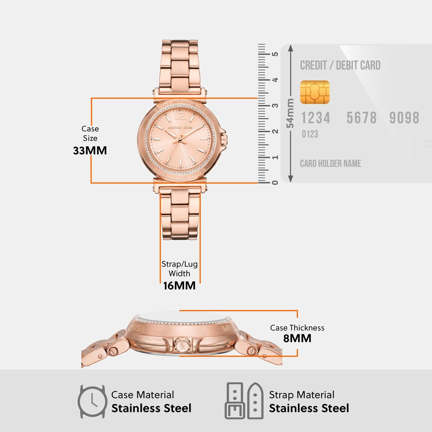 Maren Women Quartz Rose Gold Dial Analog Stainless Steel Watch MK7491