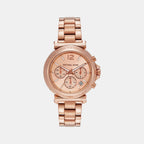 Maren Women Quartz Rose Gold Dial Chronograph Stainless Steel Watch MK7494