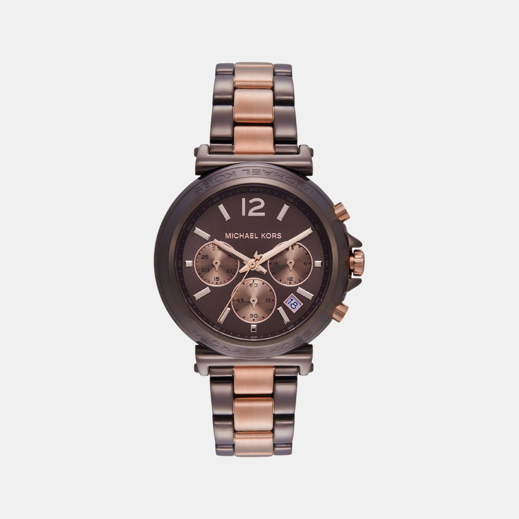 Maren Women Quartz Brown Dial Chronograph Stainless Steel Watch MK7496