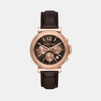 Maren Men Quartz Brown Dial Chronograph Leather Watch MK7497