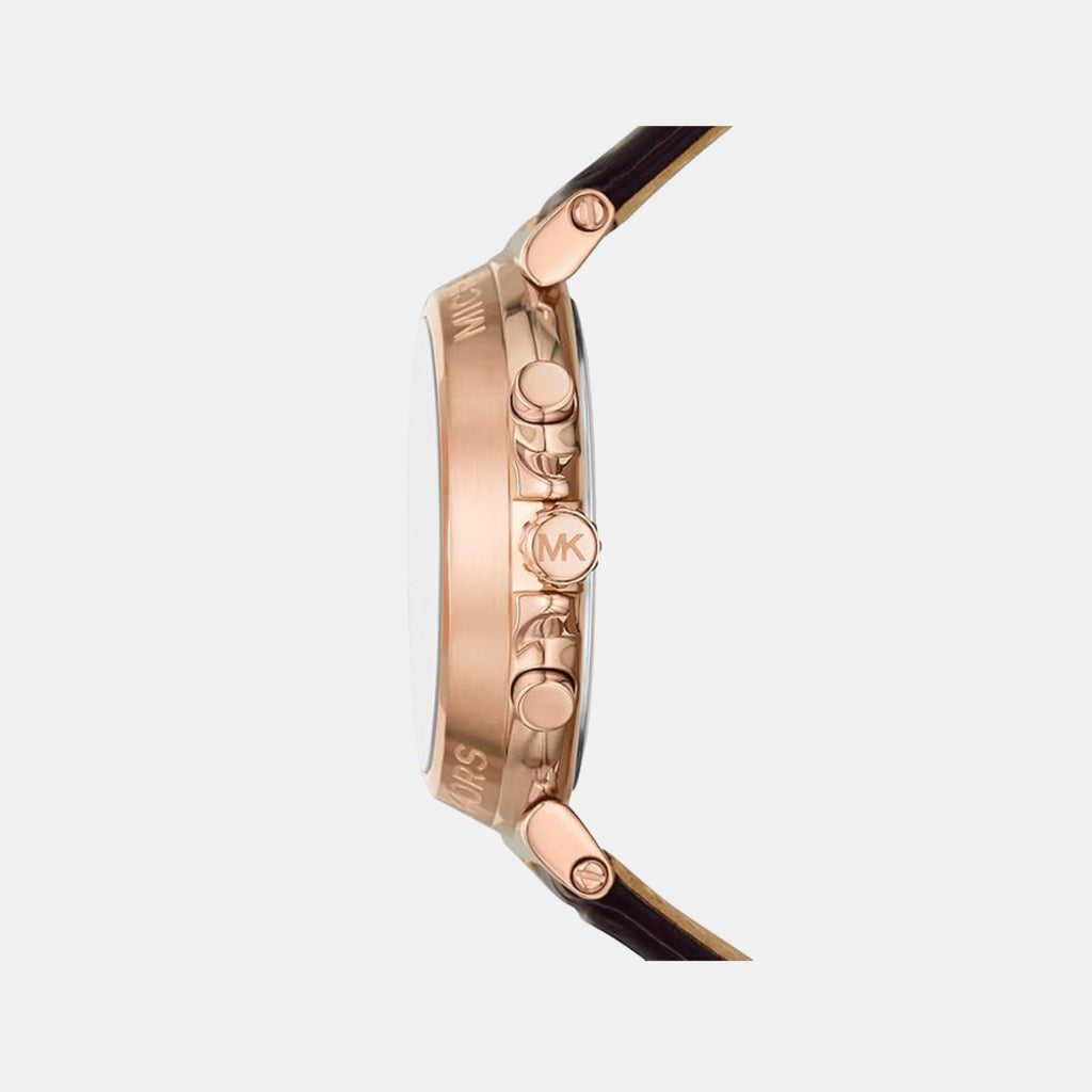 Maren Men Quartz Brown Dial Chronograph Leather Watch MK7497