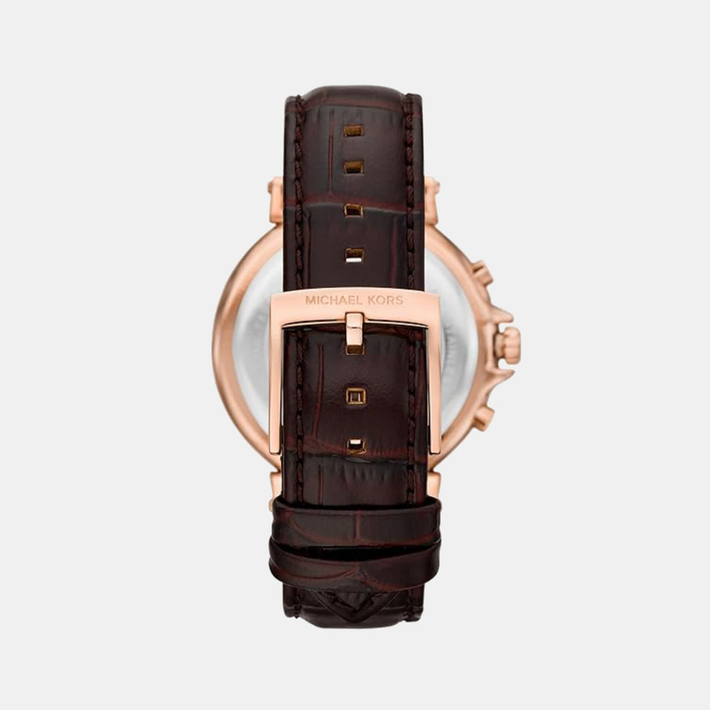 Maren Men Quartz Brown Dial Chronograph Leather Watch MK7497