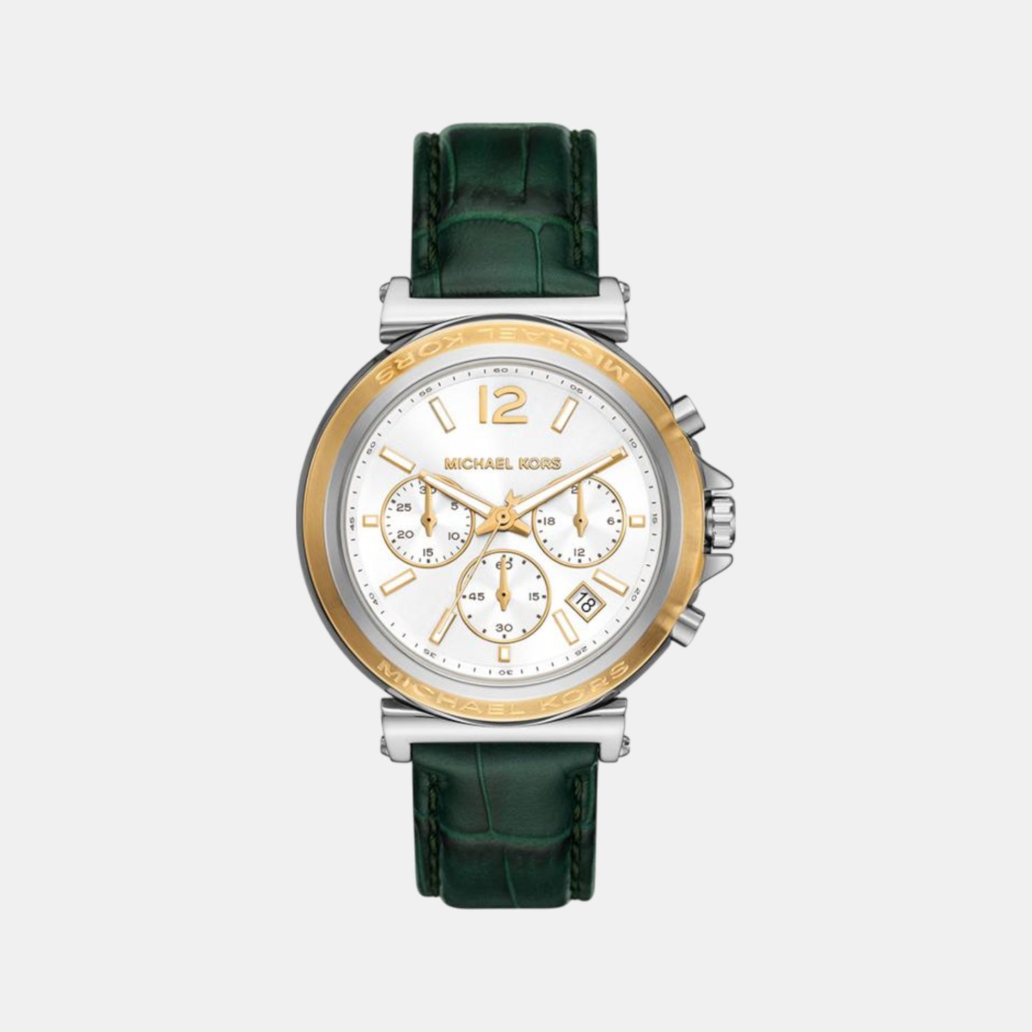 Maren Women Quartz White Dial Chronograph Leather Watch MK7498