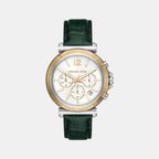 Maren Women Quartz White Dial Chronograph Leather Watch MK7498