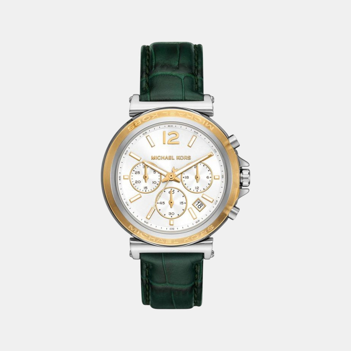 Maren Women Quartz White Dial Chronograph Leather Watch MK7498