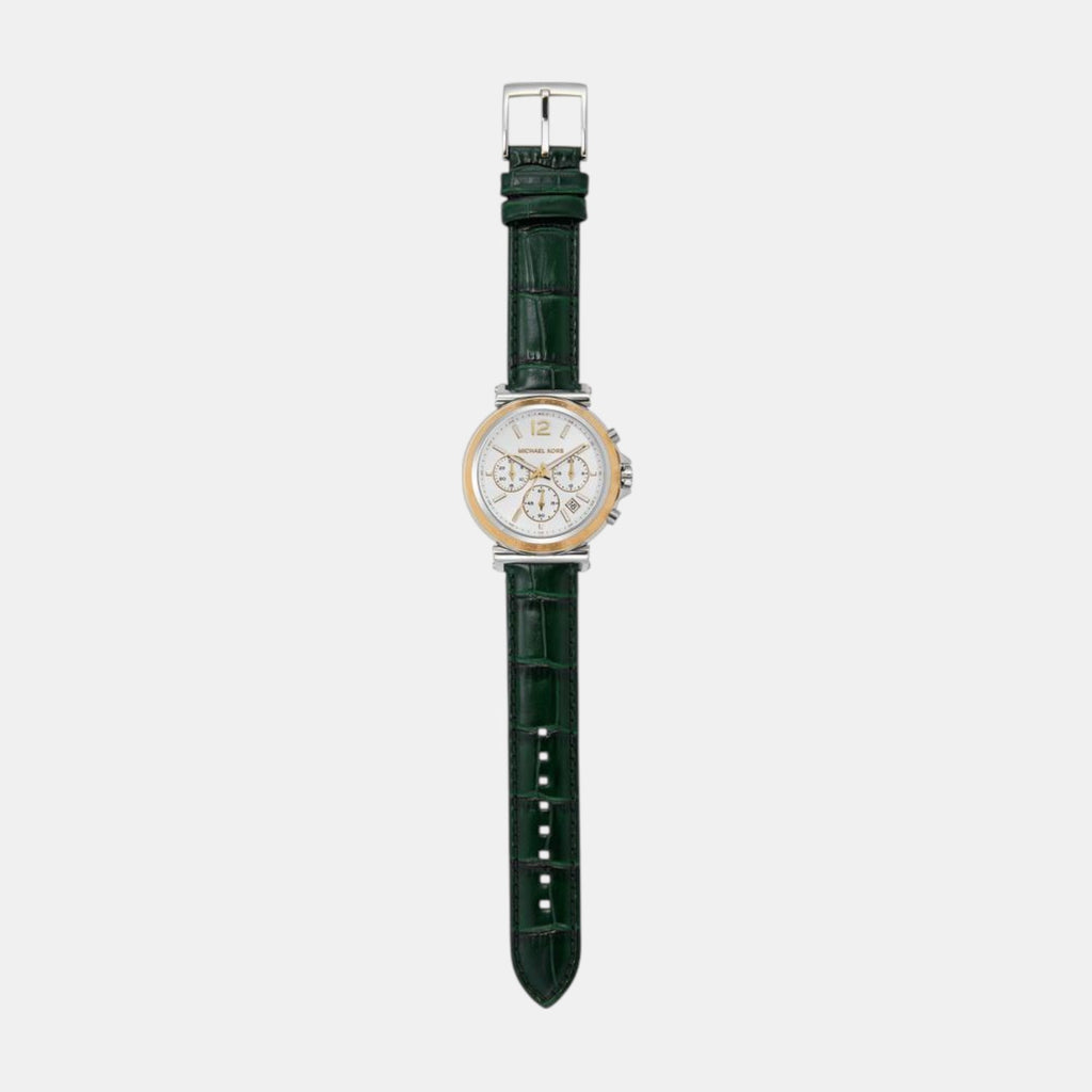 Maren Women Quartz White Dial Chronograph Leather Watch MK7498