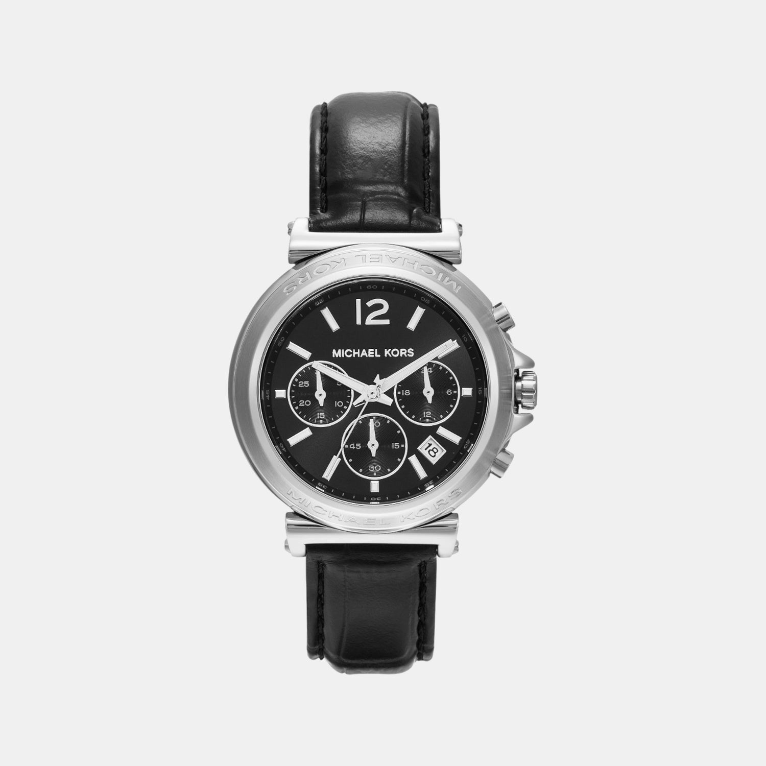 Maren Women Quartz Black Dial Chronograph Leather Watch MK7499