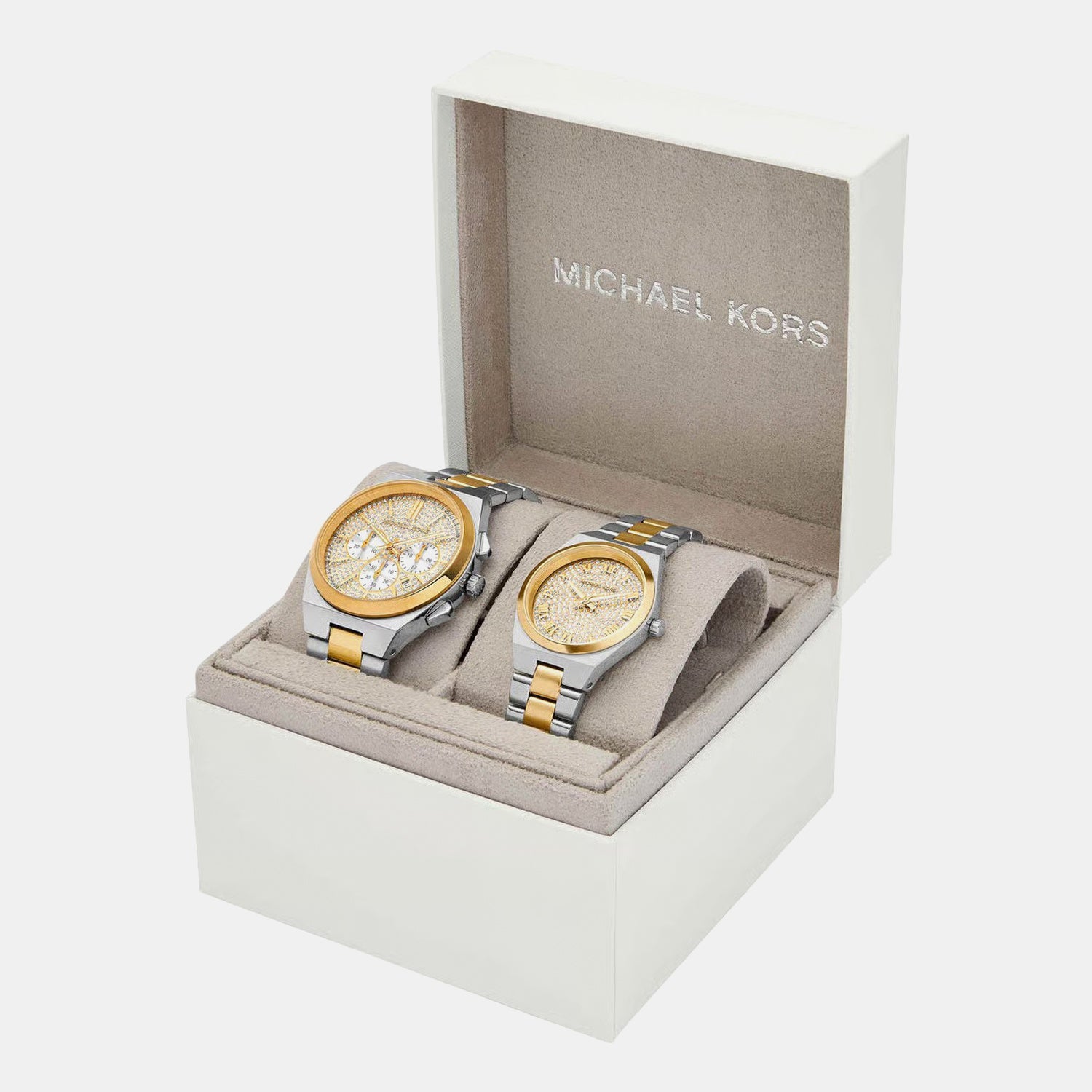 Lennox Couple Quartz Gold Dial Analog Stainless Steel Watch MK7503SET