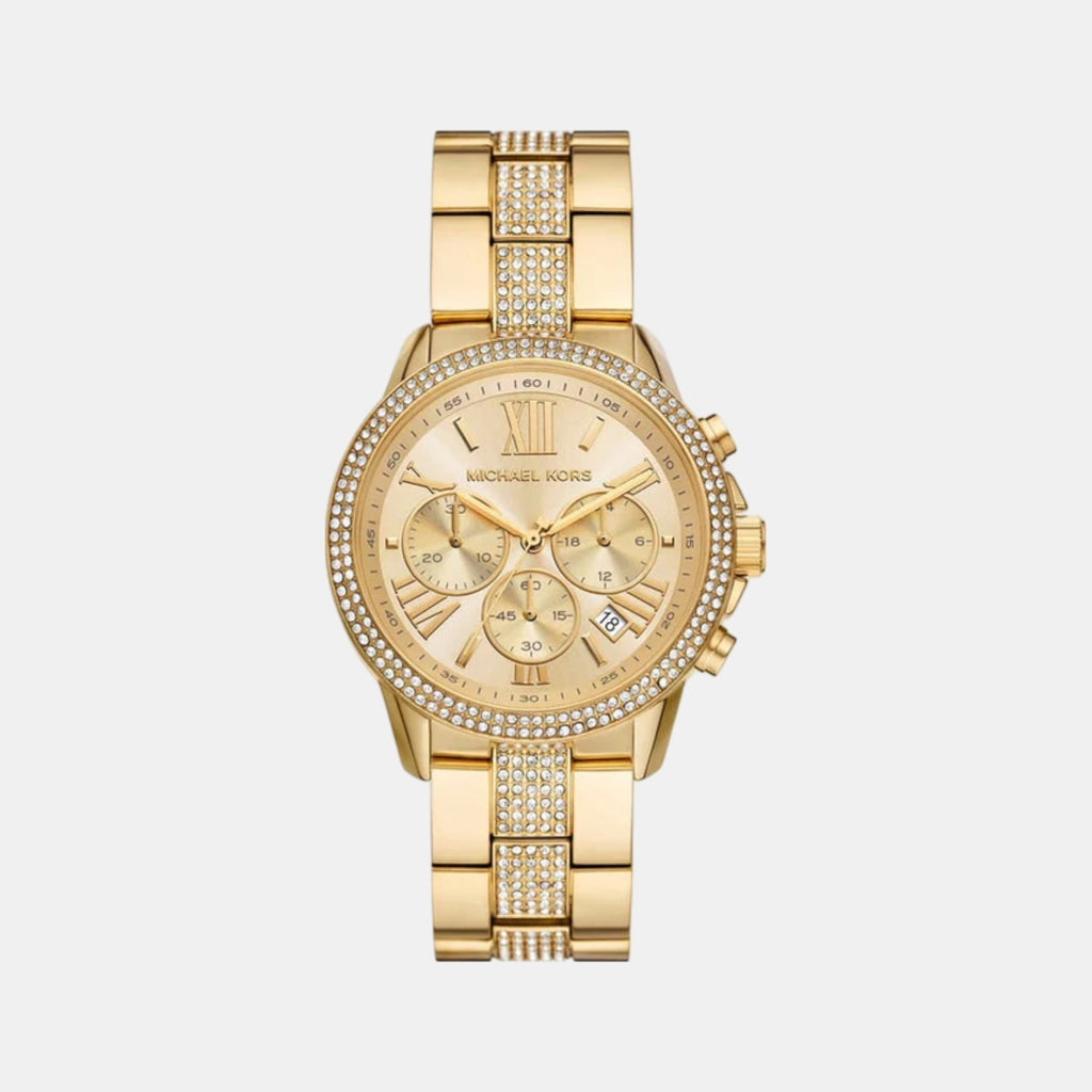 Brynn Women Quartz Gold Dial Chronograph Stainless Steel Watch MK7504