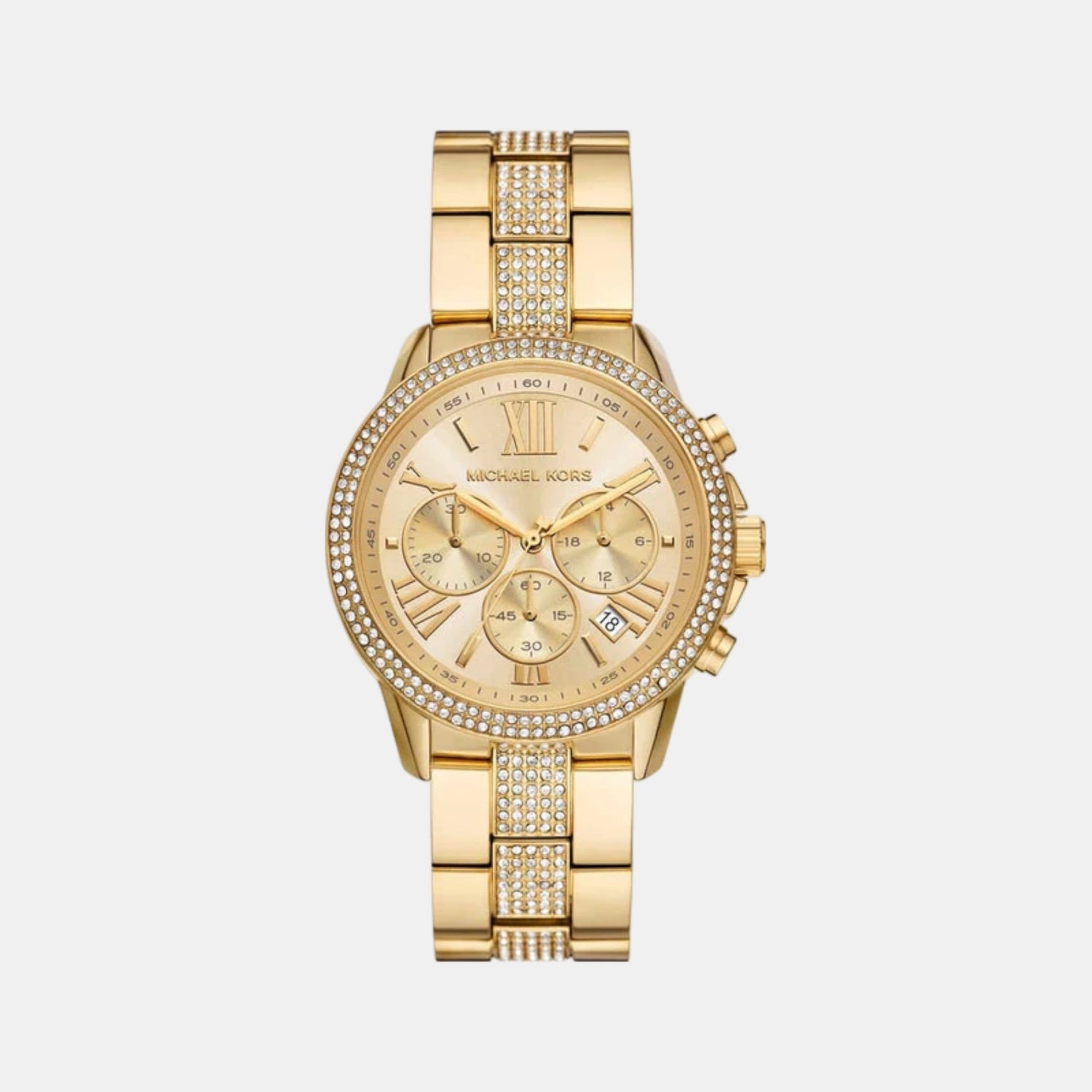 Brynn Women Quartz Gold Dial Chronograph Stainless Steel Watch MK7504