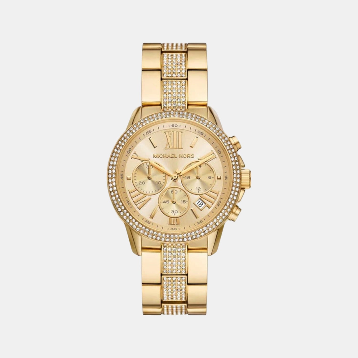 Brynn Women Quartz Gold Dial Chronograph Stainless Steel Watch MK7504